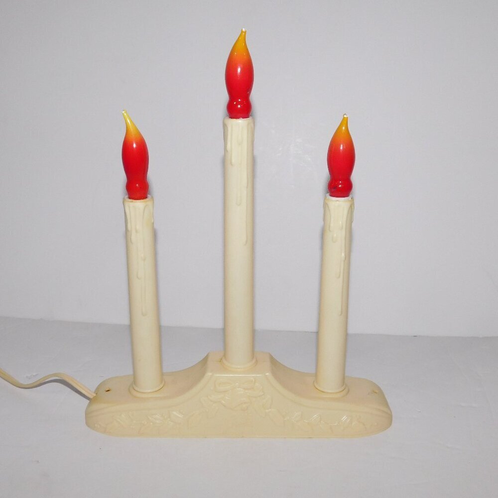 VTG 3 Light Candolier Candelabra Christmas Electric Window Candles Decoration